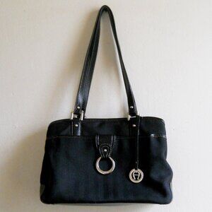 Etienne Aigner Fabric Bag, Black, Chevron weave